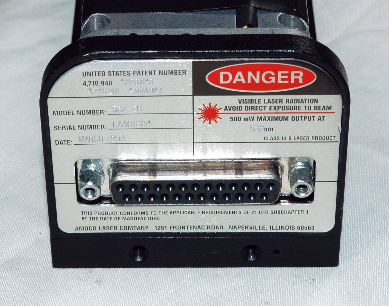 Amoco 532-EH-50 532 nm 50 mW DPSS Laser System AS-IS Broken