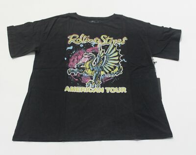 The Rolling Stones Women's S/S American Tour Graphic Print Tee CL8 Black Medium