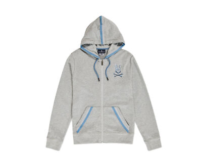 Psycho Bunny Priory Zip-Up Heather Grey/Blue Men's Hoodie