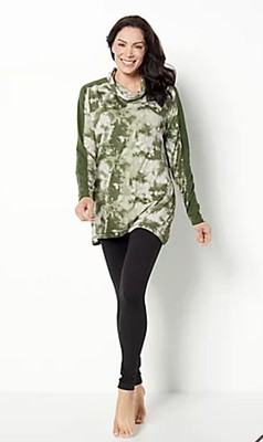 CAROLE HOCHMAN 3X LONG SLEEVE TUNIC LOUNGE WEAR TOP SOFT JERSEY TIE DYE STRETCH