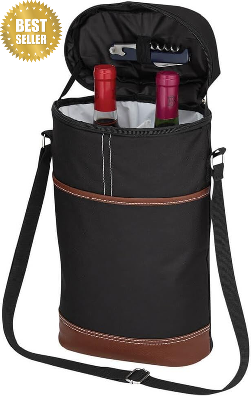 2 Bottle Wine Carrier Tote,Drum Insulation Bag,Portable Bottle Carrying Case, Ad