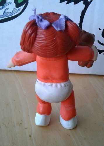 Vintage 1984 Cabbage Patch Girl figure in Orange outfit w/ Teddy Bear
