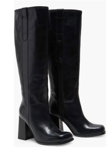 NWOB Free People Black Leather Naomi Boot Size 10 | eBay