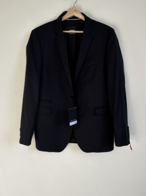 Strellson men's  new Slim Fit blazer jacket , Men's size 48, plaid in navy