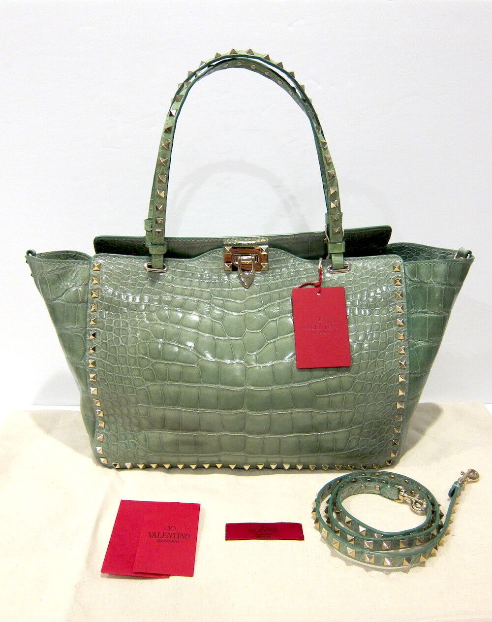 NWT* VALENTINO CROCODILE EXOTIC ROCKSTUD STUDDED TRAPEZE BAG NWT* VALENTINO CROCODILE EXOTIC ROCKSTUD STUDDED TRAPEZE BAG