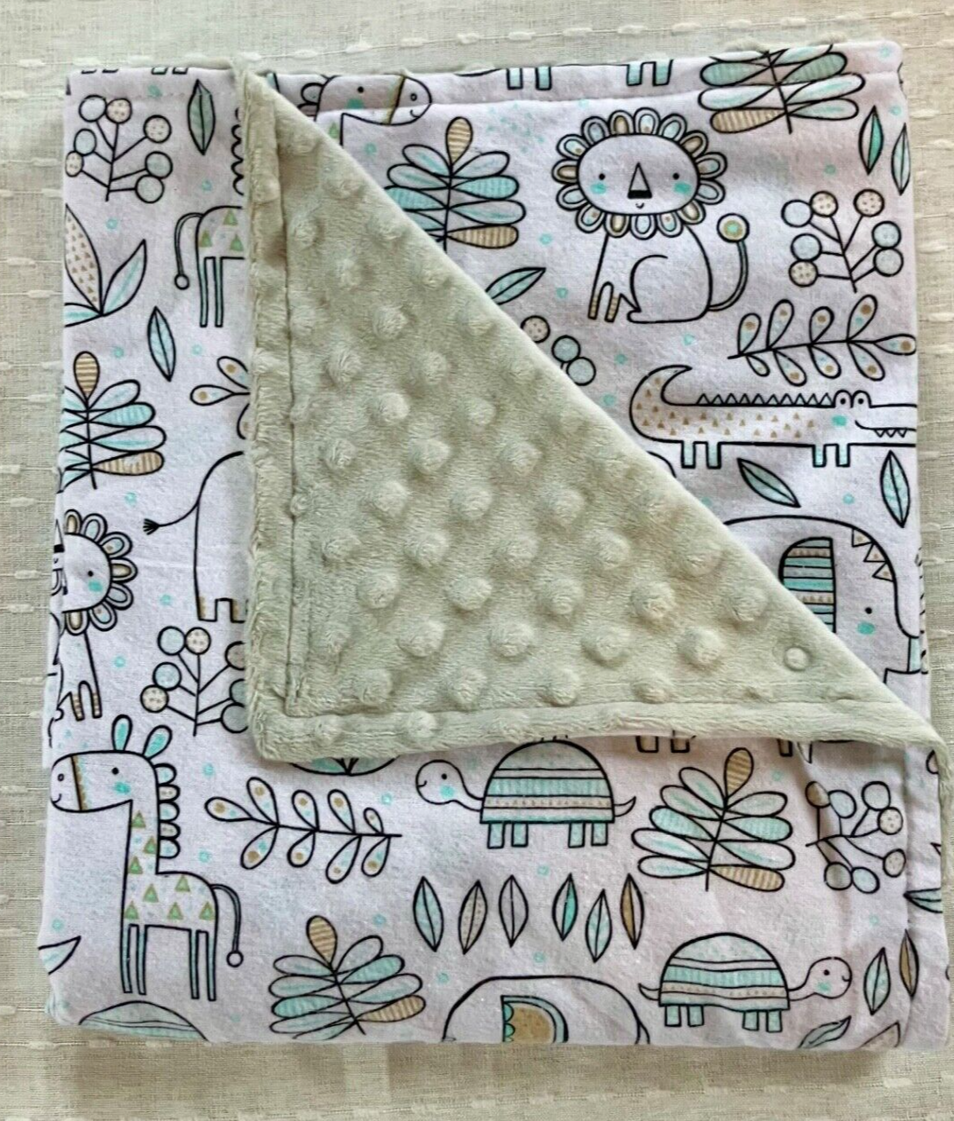Safari Minky Jungle Boy Nursery Present Elephant Lion Giraffe