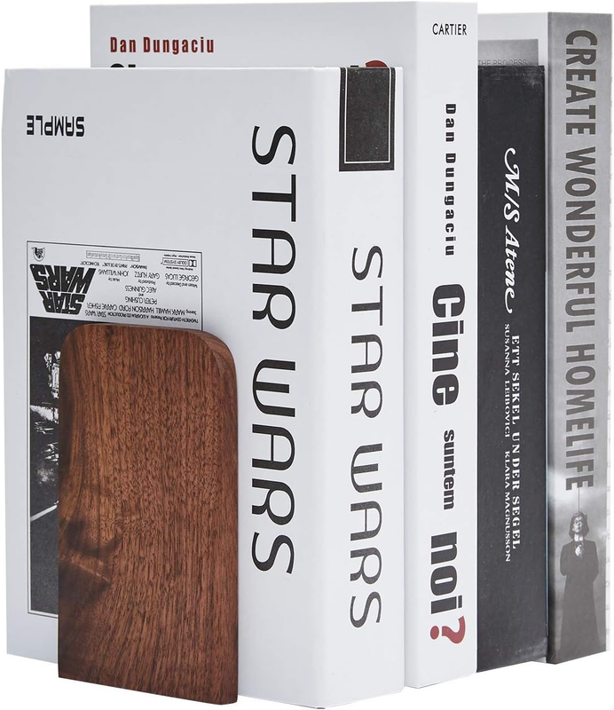 Wood,Non-Skid Bookend for Shelves,Heavy Duty,Book Stand for CDs,1 Pair