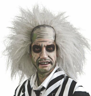 Beetlejuice Wig Costume Accessory Adult Gray White Bald Receding Keaton LICENSED