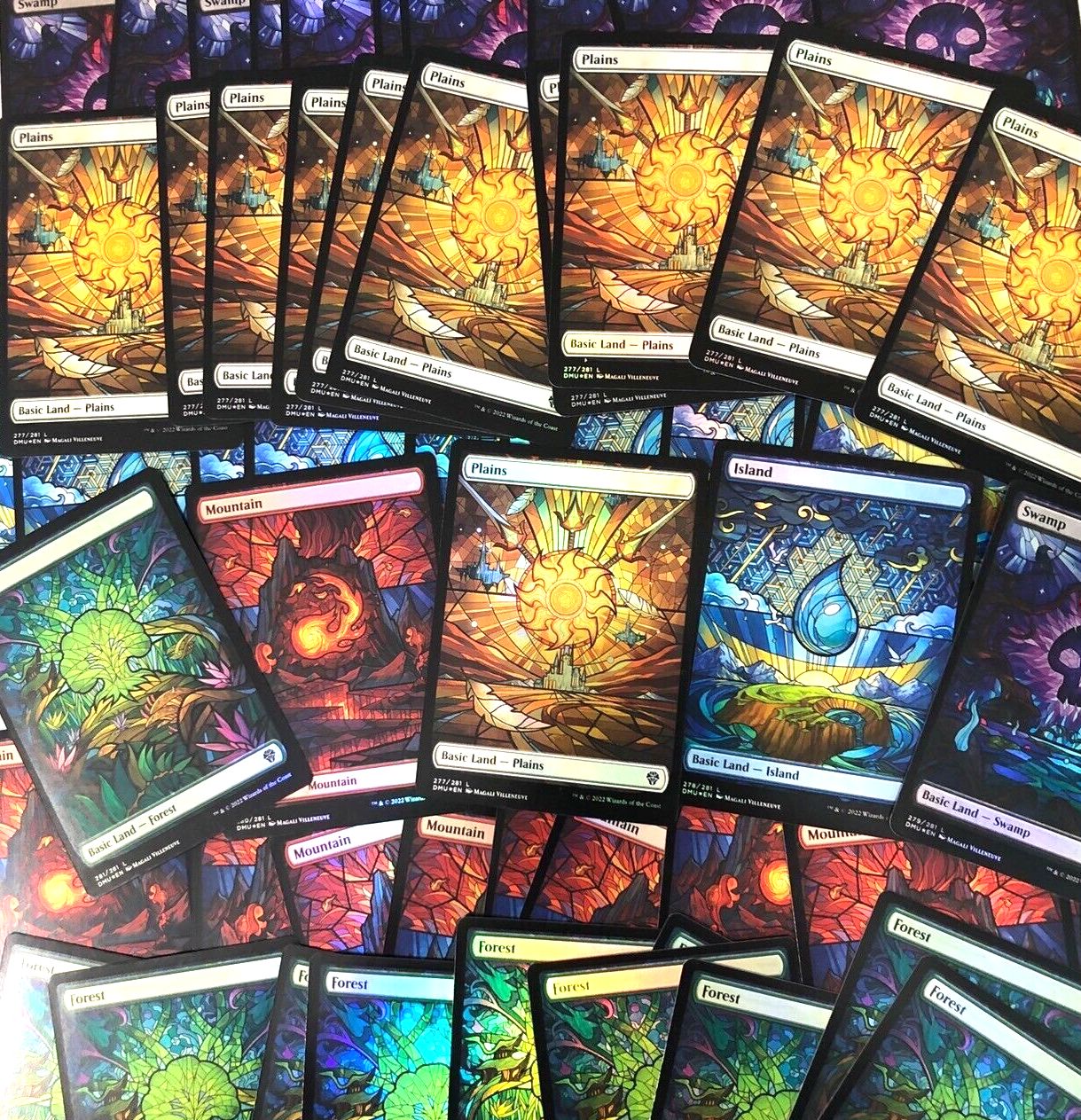 MTG Lands FOIL x50 Stain Glass Full Art Set of 10 each