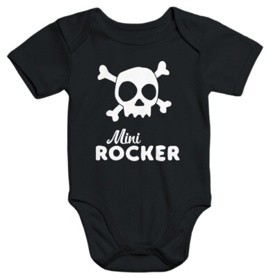kurzarm Baby-Body mit Aufdruck Mini Rocker Totenkopf Bio-Baumwolle Moonworks®