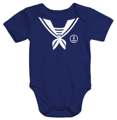 kurzarm Baby-Body mit Aufdruck Matrose Sailor Fasching Karneval Bio-Baumwolle