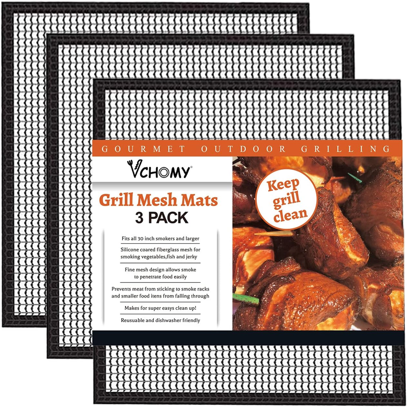 Grill Mesh Mat Set of 3 Heavy Duty BBQ Non-stick Cooking She