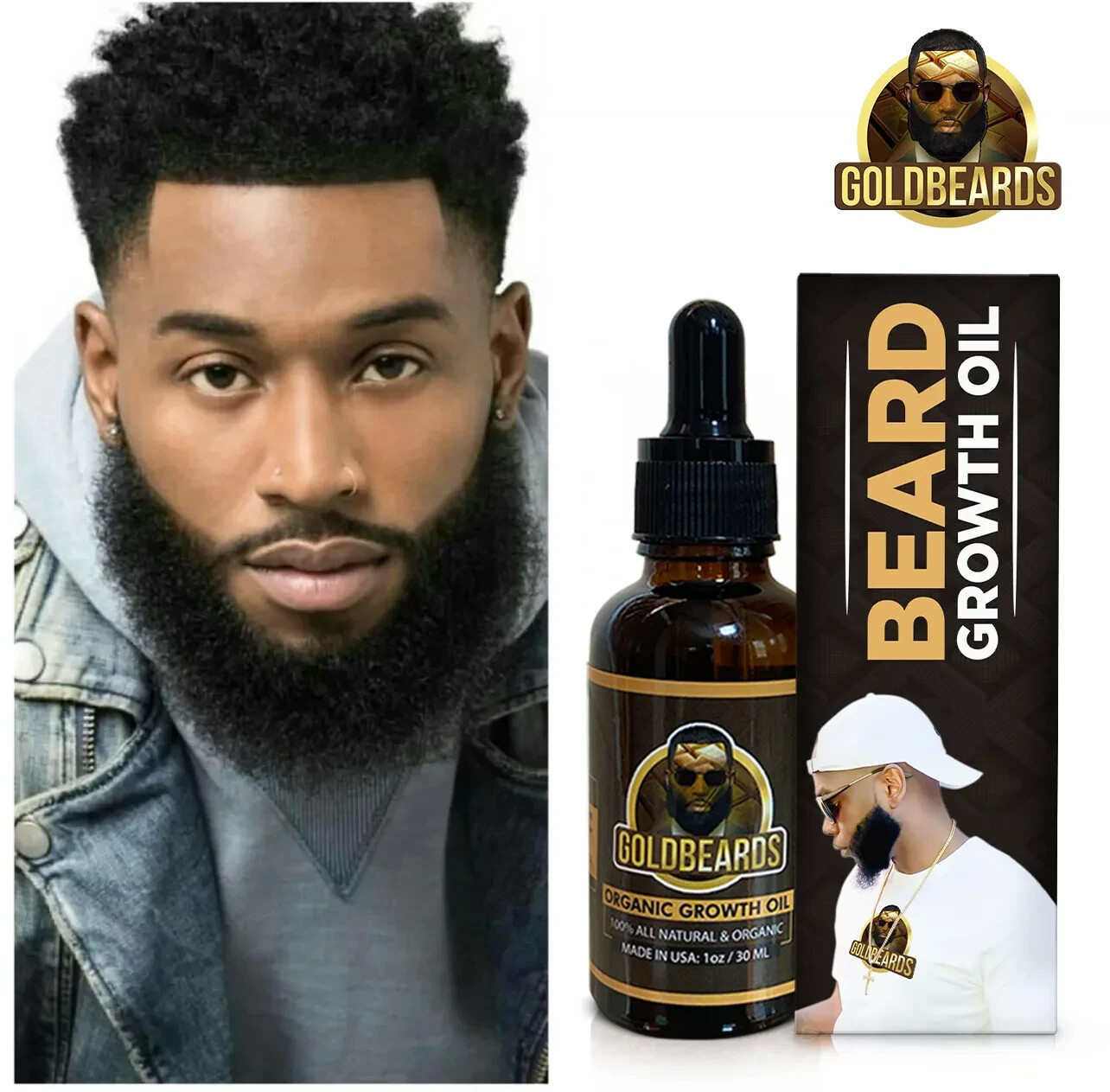 GOLDBEARDS Beard Growth Oil Fast Grow Beard Mustache Hair oil for Men Organic 