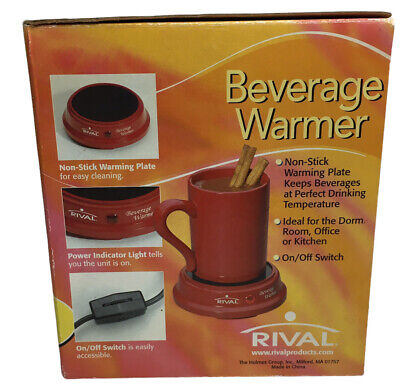 Rival Beverage Warmer Coffee Tea Warming Plate Dorm Room Apt. Ceramic Mug Red