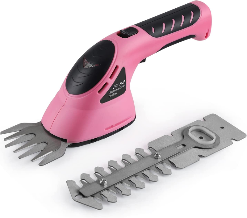 2-In-1 Electric Hand Held Grass Shear Pink Hedge Trimmer Shrubbery Clipper