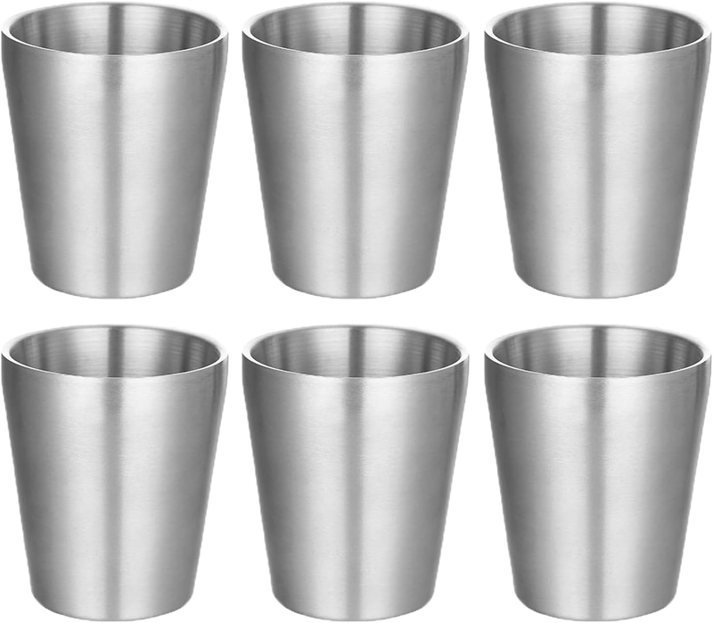 6 Pieces 304 Stainless Steel Cups, Metal Drinking Cups Double Wall Insulated Dri