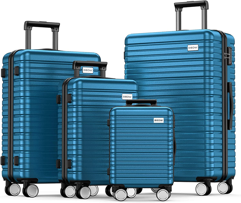 4 Pieces Luggage Set Carry On Suitcase Hard Side Shell TSA Lock Spinner Wheels