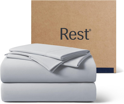 REST  Evercool + Starter Sheet Set, King, Light Gray, Breathable Bed Sheets for 