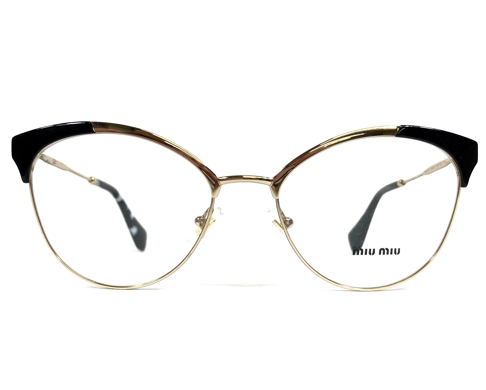 Miu Miu Eyeglasses Frames VMU50P 1AB-1O1 Black Gold Cat Eye