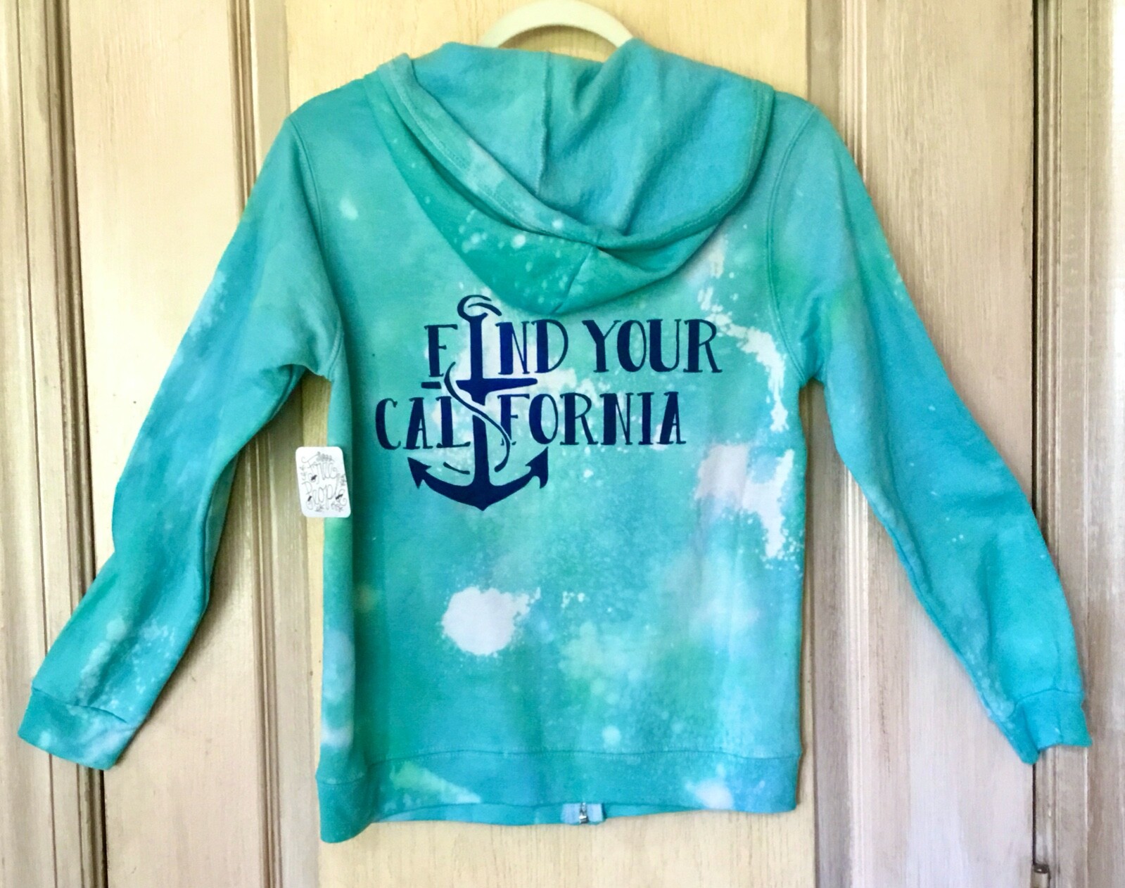 

Толстовка с капюшоном Free People Find Your California Бирюзовый синий Tie Dye  NWT, Aqua blue ivory