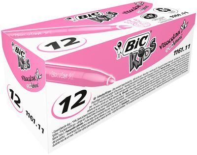BIC Kids Visacolor XL Ecolutions, Box of 12 Pink Colouring Felt Pens