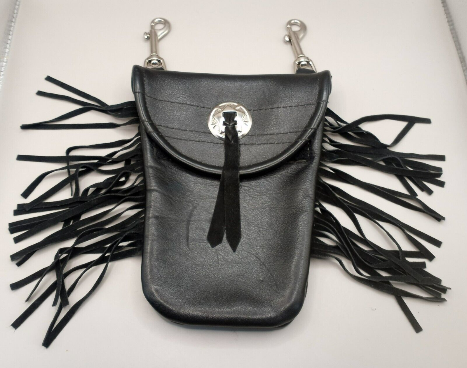 Wolftrax CO USA Made Black Leather Clip-On Small Saddlebag