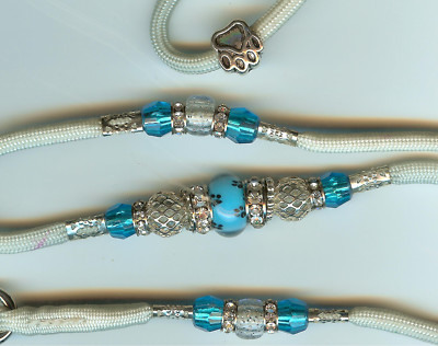 CUSTOM BEADED DOG SHOW LEAD LEASH-SNAPLEAD/silver - 4 ft.