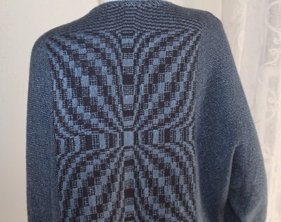 Leslie Wright Handwoven WOW O/S S M L Blue STONE Jewel Art-Wear Chenille Jacket