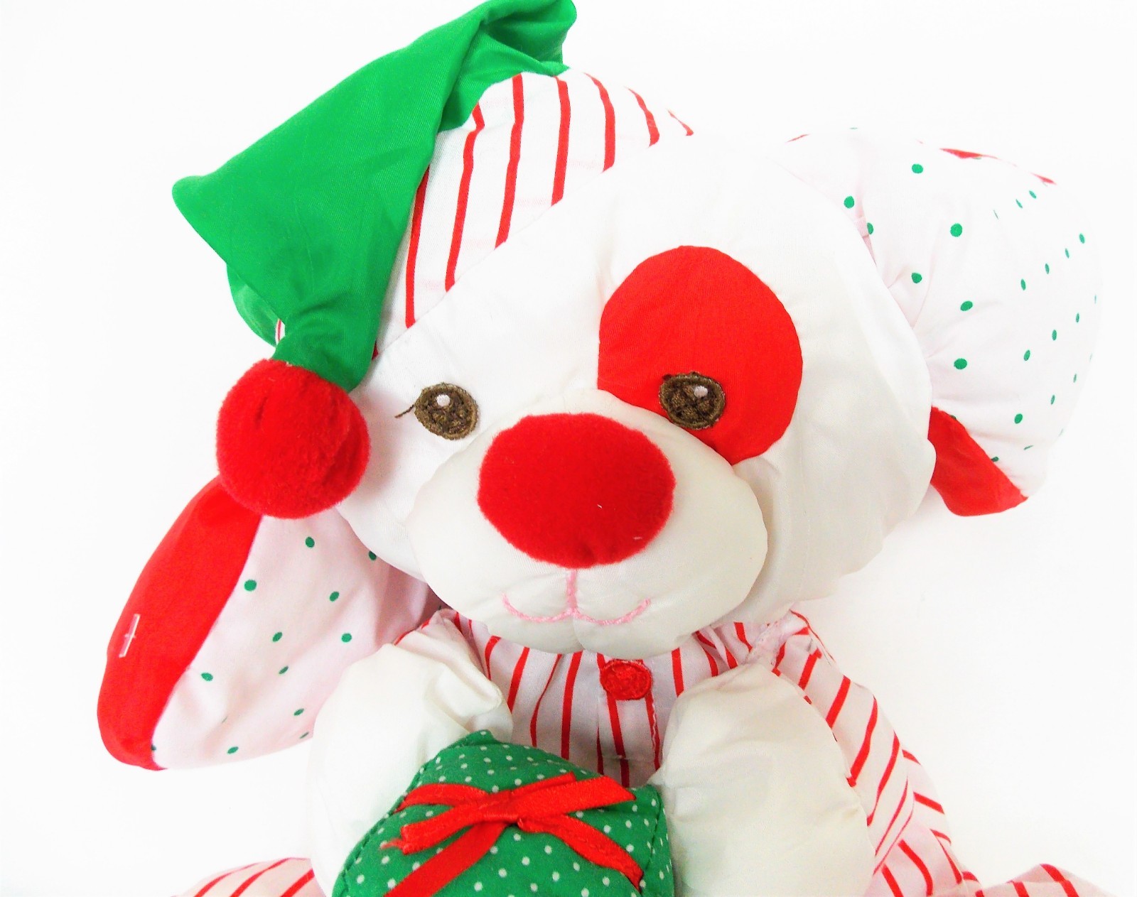 Vintage 1991 Fisher Price Puff a Lumps Christmas Puppy Lovey Stuffed Doll #8125