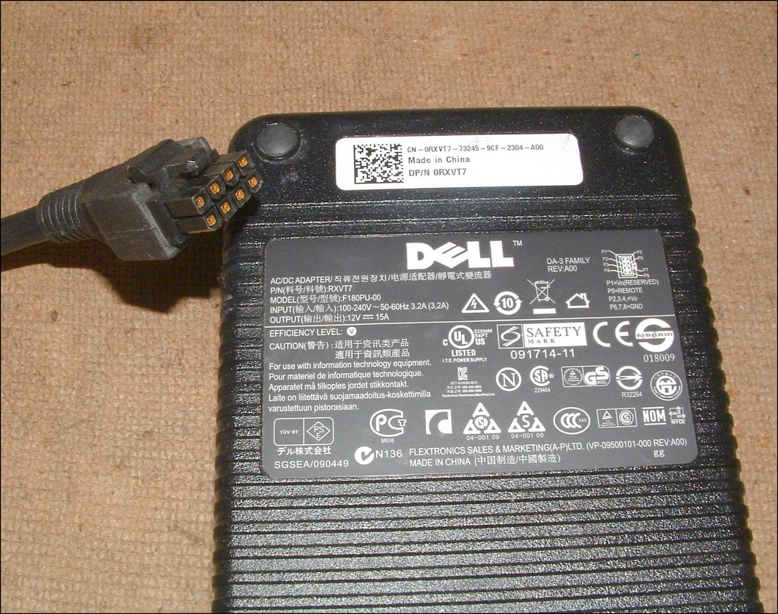 DELL OEM 12V-15A 0RXVT7 POWER SUPPLY FOR USFF DELL COMPUTERS WORKSTATIONS POS