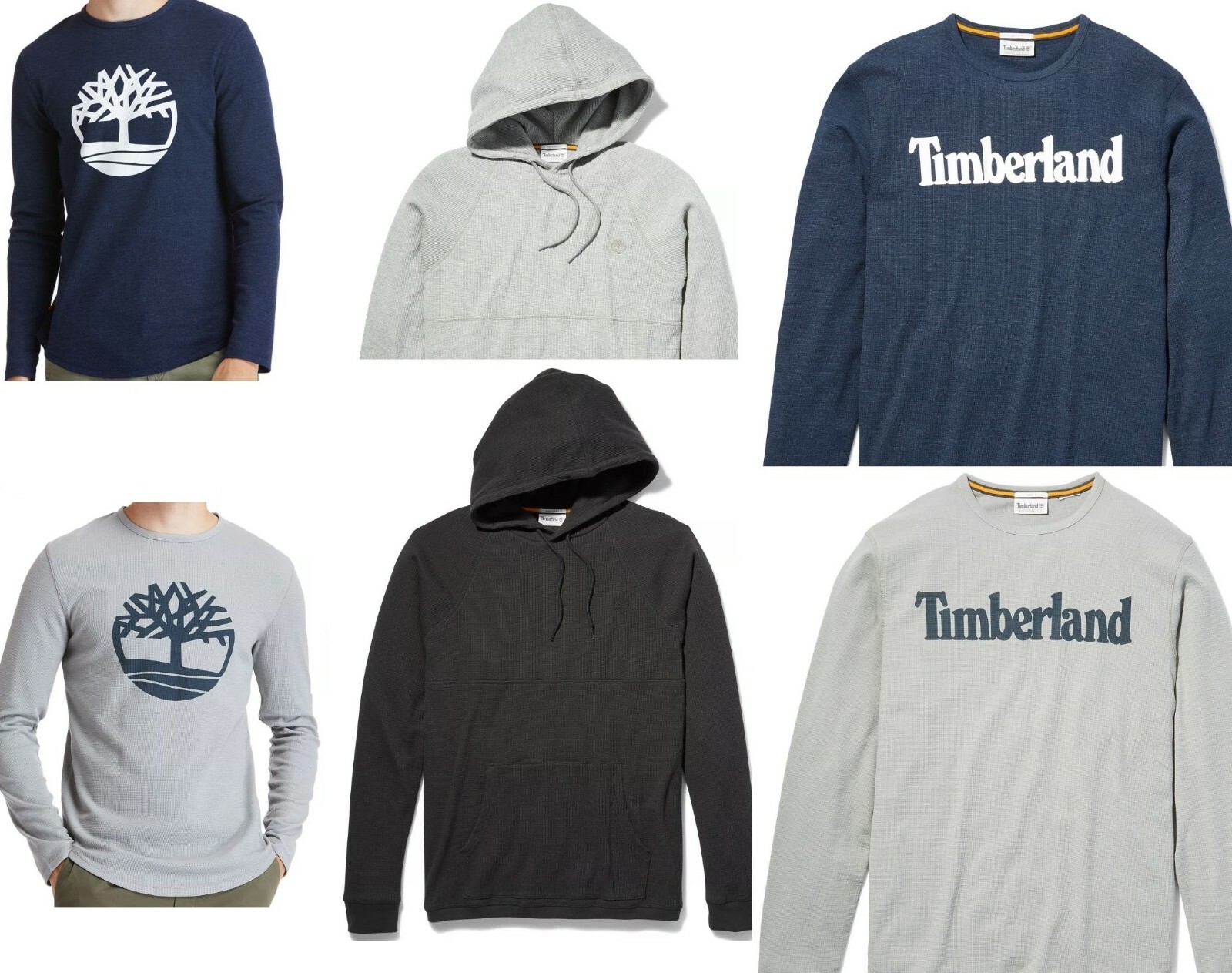 

Мужская вафельная рубашка Timberland с капюшоном с логотипом в виде дерева Черно-серая темно-синяя толстовка с капюшоном