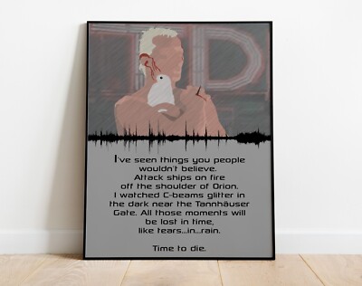 Blade Runner Roy Batty Tears In Rain Soundwave Print Original Minimalist Art