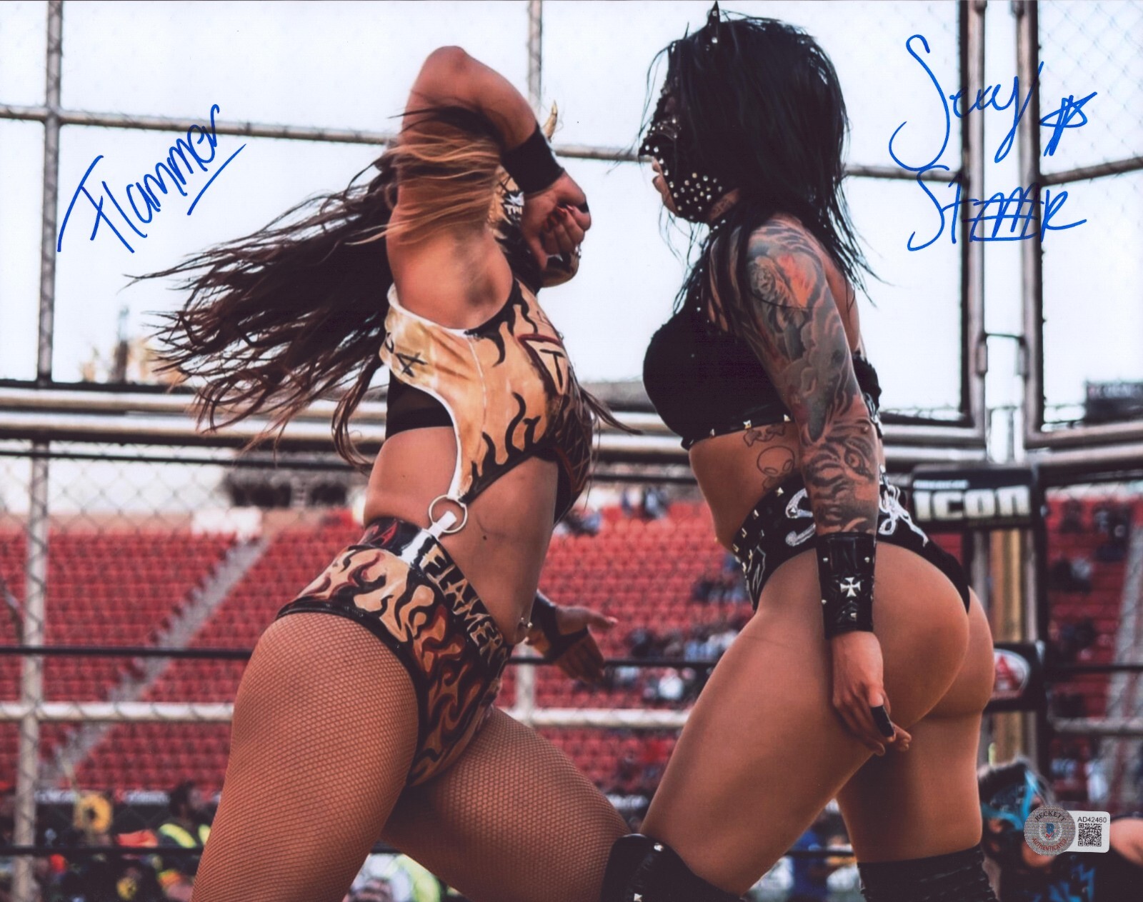 Sexy Star Lady Flammer Signed 11x14 Photo BAS COA NWA Impact