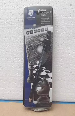 Staedtler 6 Mars Lumograph Black Drawing Pencils From 8B-2B New In Tin German 