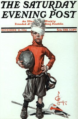 1914 J.C. LEYENDECKER SPORT FOOTBALL PLAYER BOY BEAT UP POSTER ART COVER 319256