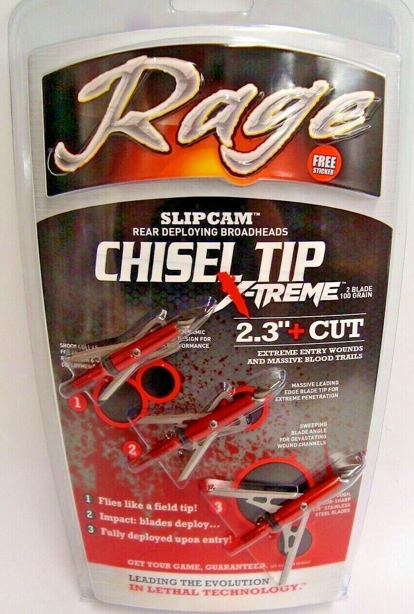 Rage Chisel Tip X-treme 100 Grain Broadheads 2.3" Cut - R55100
