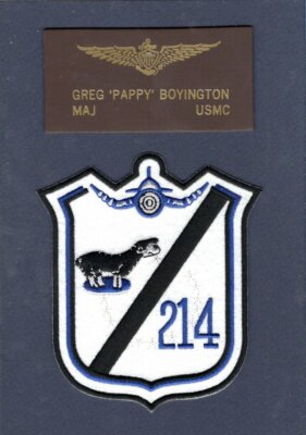 VMF-214 BLACKSHEEP + PAPPY BOYINGTON Name Tag USMC WW2