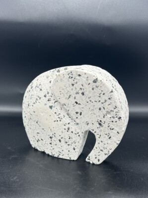Terrazzo Speckled Cast Cement Abstract Elephant Statue Figurine Decor India