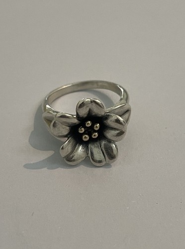 James Avery Retired Silver April Flower with 18kt Gold