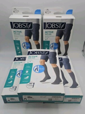Jobst Activewear Medium Compression Socks 15-20 mmHg Black White Lot 5 Pair