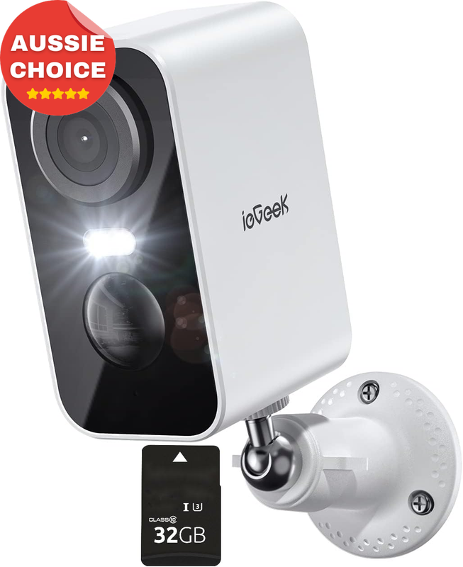 Wireless Outdoor Security Cameras 2K WiFi with 32GB Card Night Vision Audio