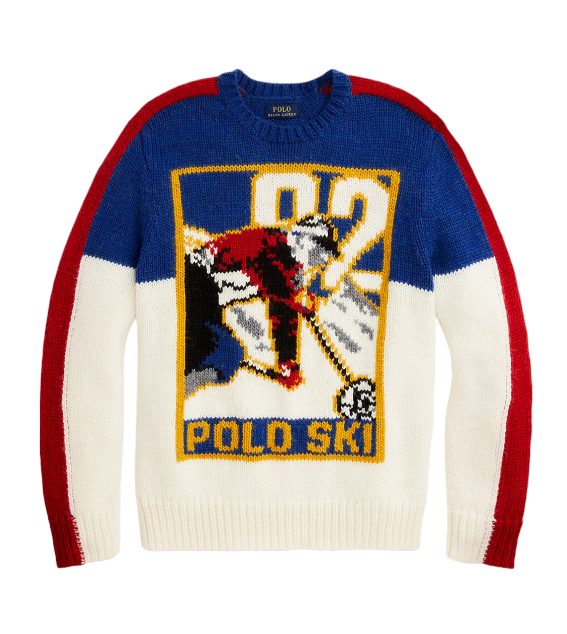 Pre-owned Polo Ralph Lauren Men's  Wool Blend Knit Graphic 92 Ski Sweater $398 In White