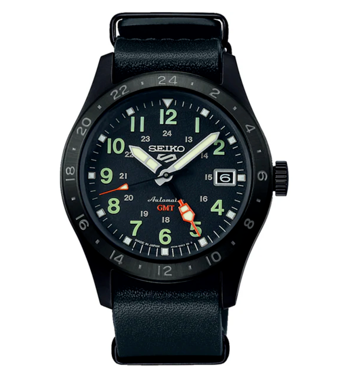 Pre-owned Seiko 5 Sports Sbsc013 Field Sports Gmt Mechanical Automatic Watch Black 2024
