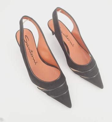 Black Court Shoes To Small Heels Flange Rear Meryl Santoni T.36 5