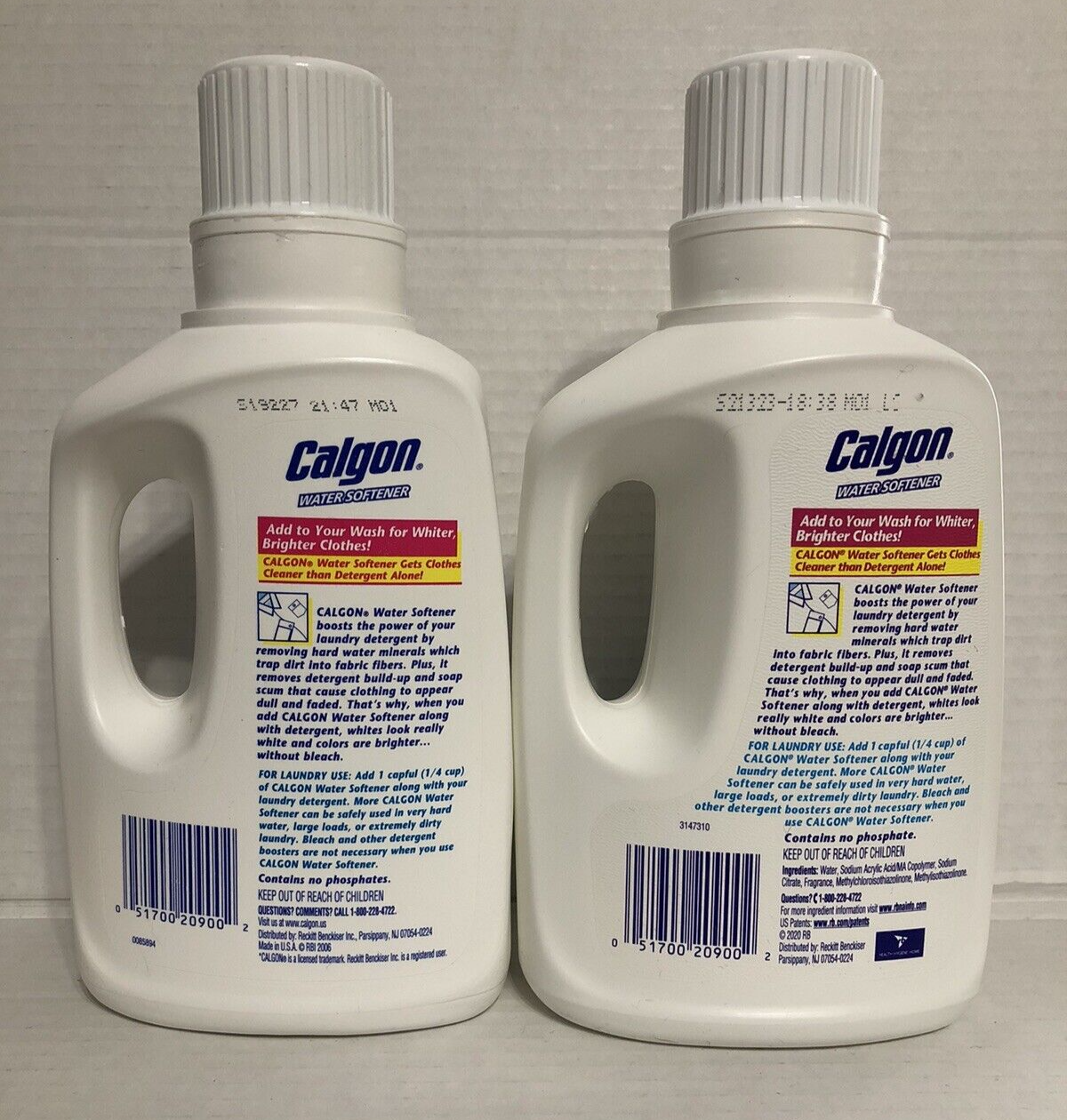 2 Calgon Liquid Water Softener Laundry Brightener 32 Oz Each 16 Loads Each NEW