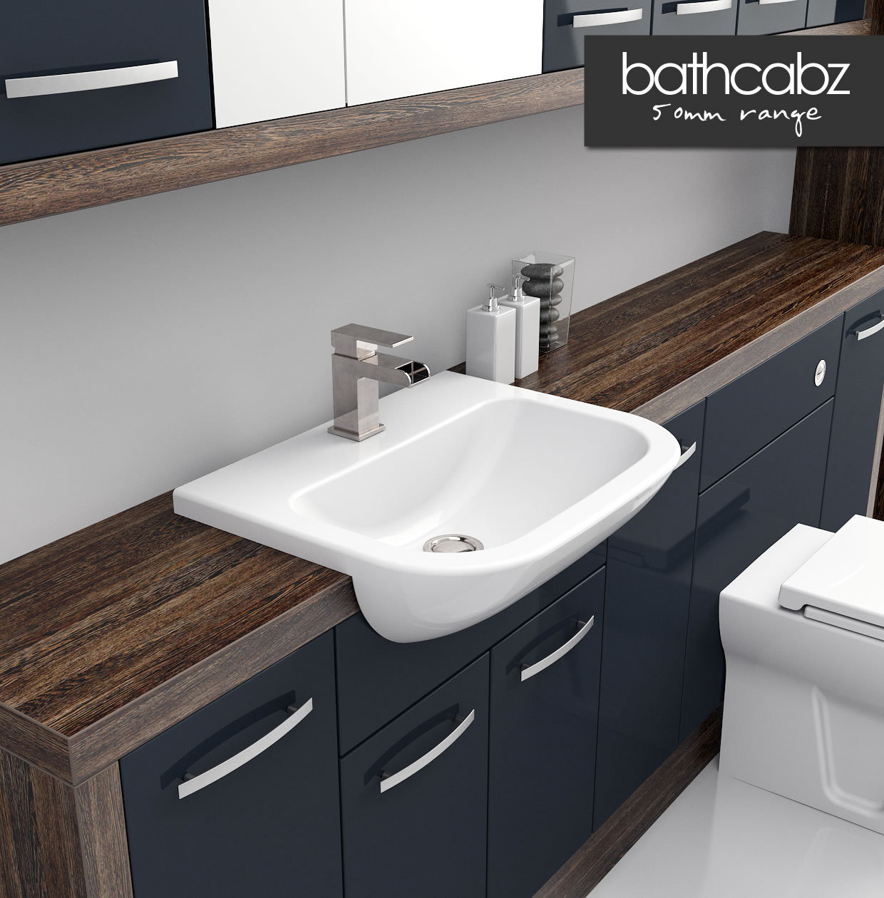 ANTHRACITE / MALI WENGE BATHROOM FITTED FURNITURE 1500MM ...