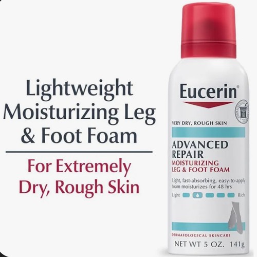 NEW EUCERIN ADVANCED REPAIR MOISTURIZING LEG & FOOT FOAM CERAMIDE 5 OZ