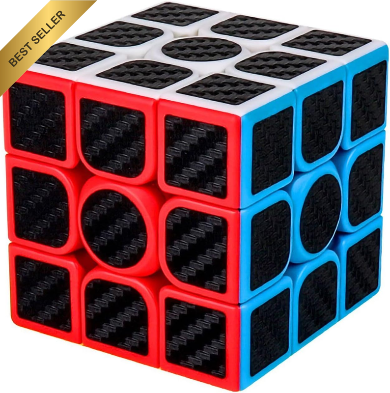 Professional Speed Magic Cube Carbon Fibre Stickers 3X3, Black