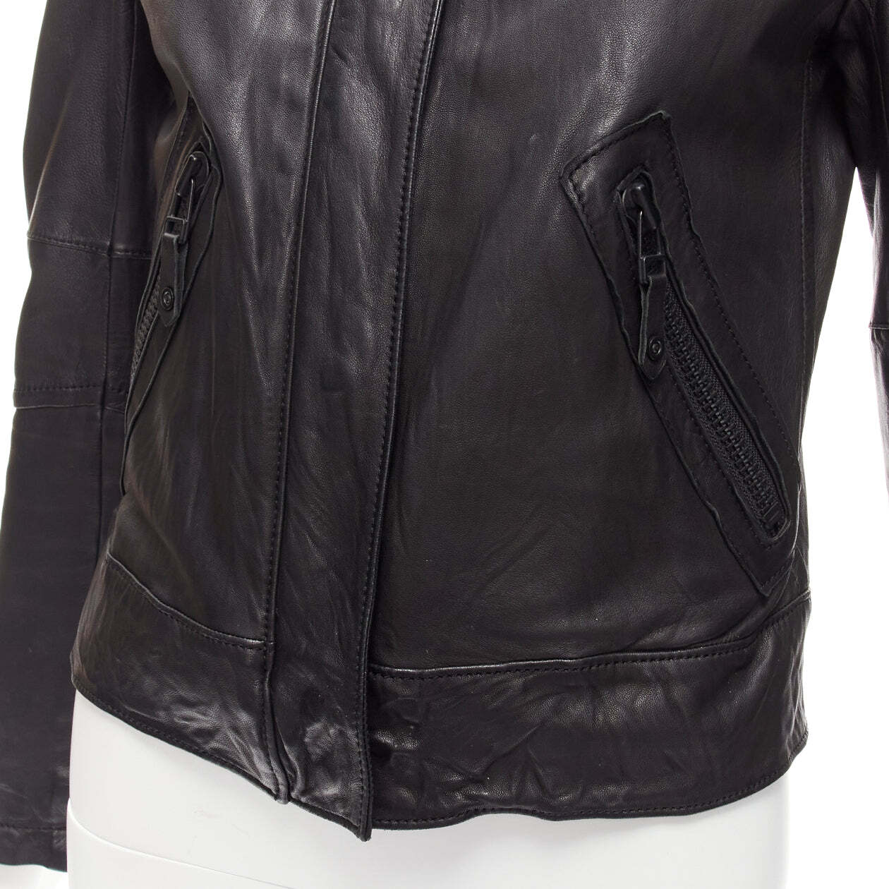 ATSUKO TAYAMA 黒 ミリタリージャケット 36 ATSURO TAYAMA black sheepskin leather 2 way collar biker