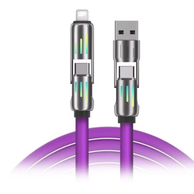 4 in 1 USB 240w Charging Data Cable Fast Charger Cord for iPhone Type-c/Micro